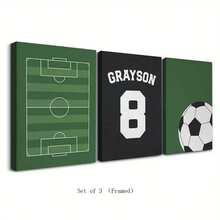 3pcs/Set Personalized Name Wall Art Poster - 3-Piece Name Canvas Wall Art - Customized Baseball Wall Art Football Wall Art Basketball Wall Art Prints Boy Room Decor Personalized Name Sign Playroom Print Boys Kids Nursery Wall Decor - Unique Gift Idea For Children Room, Nursery, Dining Room - Unframed Indoor Art Prints Optional Frame