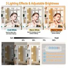 Dressing Table Desk LED Lights Mirror Stool Drawers Vanity Makeup Desk Set - LED Sliding Mirror Vanity Makeup Desk Set