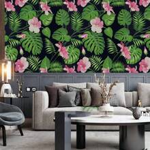 1 Roll Of Tropical Jungle Palm Leaf Floral Wallpaper, Peel And Stick Contact Paper, Jungle Plant Wallpaper, Detachable Wallpaper Suitable For Bathroom, Bedroom, Living Room, Cabinet, Furniture Renovation
