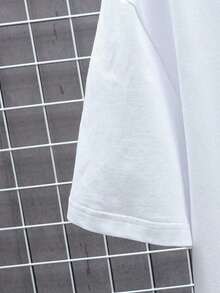 ZIVRE Men's Short Sleeve Casual T-Shirt With Letter Graphic Print, For Friends - White 2 - View 6