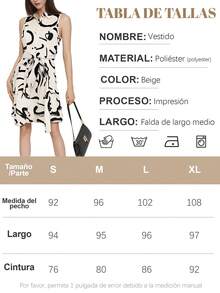 Vestido sin mangas con estampado abstracto y botones delanteros, vestido casual con cintura ceñida y cuello vuelto, Vestido elegante de camisa con estampado y cintura, Vestido con bloques de color de moda para mujer - Multicolor - Ver 7