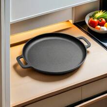 1 pieza Sartén de hierro fundido, sartén antiadherente sin revestimiento para panqueques, utensilios de cocina multifuncionales antiadherentes, aptos para pizza, a la parrilla, panqueques - compatibles con todas las estufas, incluyendo eléctricas, de inducción y de gas, ideales para la cocina del hogar y la cocina al aire libre