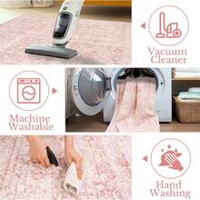 Modern Abstract Rug, Large Mat, Contemporary Decorative Rugs For Living Room, Series Bedroom Interior, Entrance Dining Room Office Throwing Mat Floor Washable - 粉色 - 查看 8