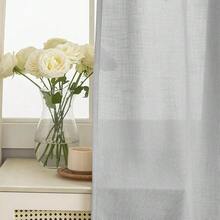 New  Linen Gray Grommet Curtains 84 Inch Length For Bedroom Boho Semi Sheer Drap, 2 Panels - 亞麻灰 52 寬 x 84 長(兩包) - 查看 5