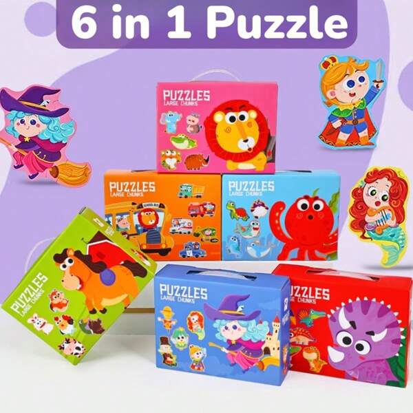 Holz-Puzzle Geschenkbox, pädagogisches kognitives Puzzle für den Vorschulbereich, Interaktionsspielzeug für Eltern und Kind, Geschenk zur Einschulung für Jungen und Mädchen, Geschenk für Feiertage