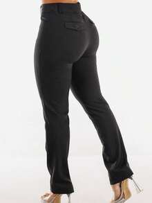Pantalones elegantes de talle alto que levantan glúteos, de pierna recta, en color carbón - Multicolor - Ver 1