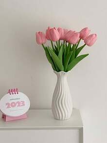 3pcs/Set Artificial Light Pink Tulip Flowers, Home Decoration Accessory For Living Room And Bedroom - Pink - View 1