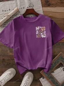 Maglietta casual da donna a maniche corte con scollo tondo