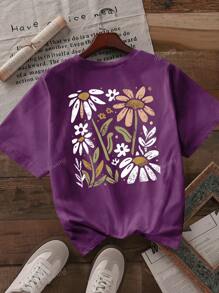 Maglietta casual da donna a maniche corte con scollo tondo