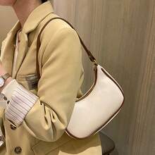 Torba typu bagietka w kształcie półksiężyca Modna minimalistyczna torba vintage w jednolitym kolorze Elegancka torba pod pachę Swobodna torba damska do wszystkiego z wysokiej jakości i lekkiej skóry PU