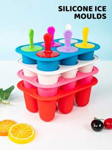 Molde de silicona para paletas heladas de 6 cavidades con tapa, fácil de limpiar y desmoldar, con opciones de colores múltiples, ideal para hacer helados caseros para niños y familias en verano