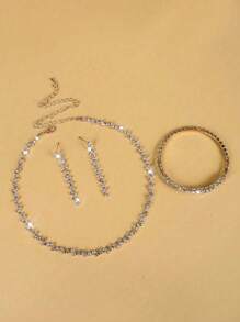 3pcs Set Middle Eastern Jewelry Wave Water Design Necklace, Versatile Dress Accessory For Women