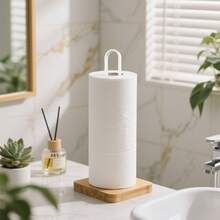 1 件装方形竹制纸巾架，黑色/白色厨房卷纸分配器，用于整理厨房卷纸 - 彩色 - 查看 3