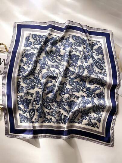 1 件女士复古腰果花系带头巾，轻盈，百搭，优雅，春夏