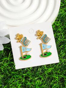 Set de 12 pares de pendientes de mujer con diseño de bolas deportivas con rhinestones, que incluyen baloncesto, aro de baloncesto, fútbol, pelota de golf, adecuados para usar en eventos deportivos diarios