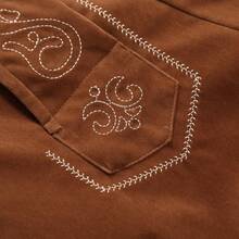 Men's Stylish Embroidery Strap Pants Vintage Faux Fleece Party Dress Pants German Bavarian Oktoberfest Lederhosen Trousers Costume