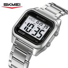 SKMEI 2478 奢华商务男士数字手表时尚电子机芯时钟不锈钢倒计时秒表腕表 - 白機 - 查看 13