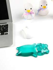 符合人体工程学的硅胶鼠标腕托 - 透明可爱的熊鼠标腕托，舒适且支持打字和游戏