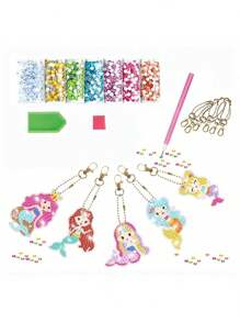 5 pezzi Dipinto con diamanti 5D Fai da te Portachiavi con gemme Unicorno Sirena Lavoretti Bambini 8-12 Anni Riempimento Ceste di Pasqua