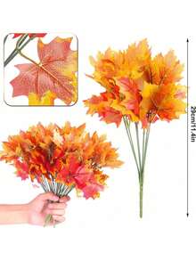 Set de 5 piezas Ramo de flores de hojas de arce artificiales, hojas de arce otoñales simuladas, plantas artificiales, para decoración de pared con flores, diseño de escenas, arreglos florales para sala de estar, dormitorio, bodas, fiestas, decoración del hogar, relleno de escritorio. Decoración de Halloween, hojas de otoño, cosecha de Acción de Gracias, suministros navideños, decoración del hogar, decoración de mesa, decoración de estilo rústico.