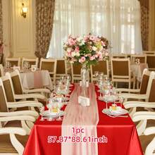 1pc Rose Gold Satin Table Cloth, Romantic Polyester Rectangle Tablecloth Suitable For Valentine's Day, Wedding, Holidays, Birthdays And Banquets, Parties, Ideal For Creating A Festive And Elegant Atmosphere, Wedding Decor - Solid Color - View 45