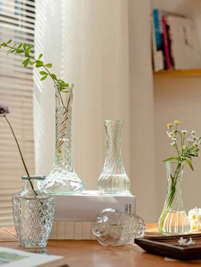 1Set Vintage Mini Flower Vase, Various s, Small Bud Vase Centerpieces,Clear Pot Carving Perfect Rustic Wedding, Gathering Tafel ation,Home ,Flower Vase,Centerpiece,Table Moderne Bohemian Room Glass view 7