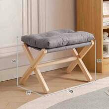 1pc Wooden Footstool, Multipurpose Foot Rest Stool For Living Room, Modern Ergonomic Design Shoe Bench
