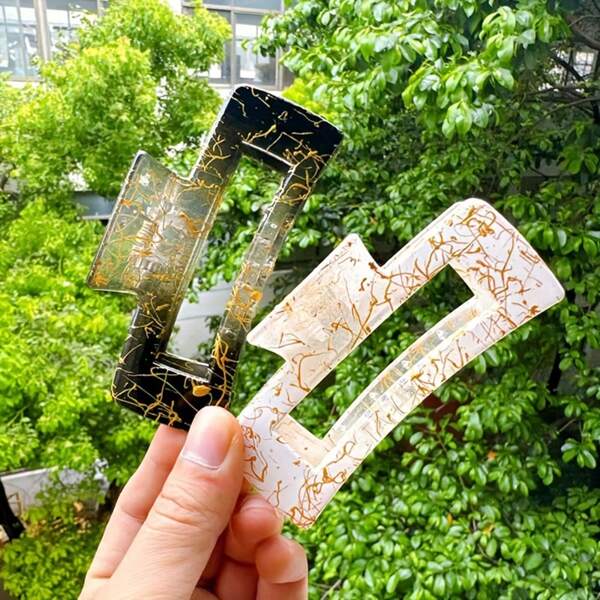 1pc/2pcs Marbled Hair Clip Claw Barrette, Big Size Suitable For Daily And Casual Use Fashion Hair Accessories Beauty Claw Clips Casual Hair Claw