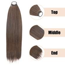 Extensions per coda di cavallo dritta in materiale sintetico da 24 pollici con fascia di gomma elastica, colori biondo, marrone e nero, per le donne per uso quotidiano e feste