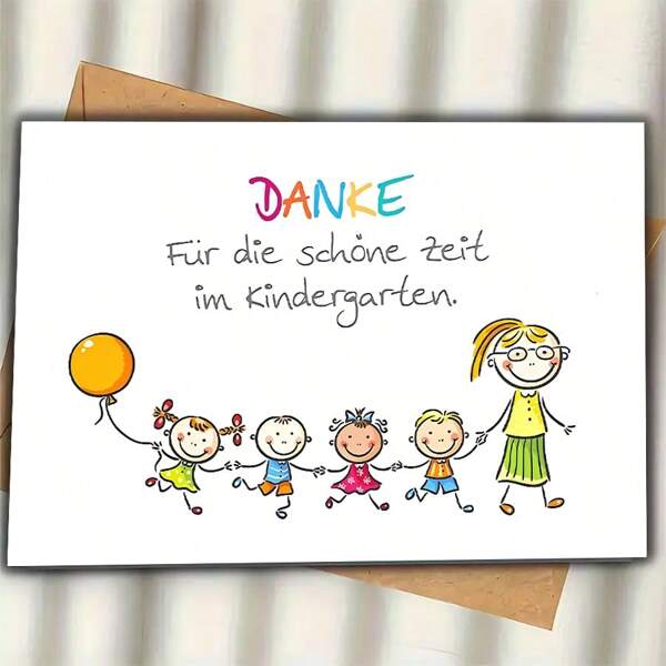 1 Stück deutsche Schultüten-Grußkarte mit Umschlag (12cm*17cm), deutsche Dank- und Ermutigungskarte für Lehrer, deutsche Version