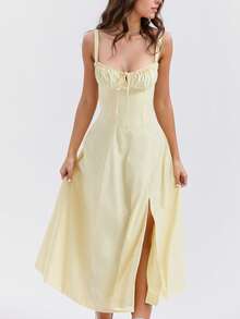 Women Midi Dresses - Yellow - View 2
