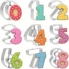 9pcs Stainless Steel Numeral Cookie Cutter Set 0-8 (6 Reversed As 9), Baking Tools For Birthdays, Weddings, Anniversaries, Bento Lunches - Silver - View 2