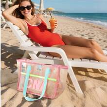 1PC Personalized Beach Tote Bag, Girl Beach Bag, Beach Bag, Crochet, Women's Wedding Clutch, Bridesmaid Gifts, Summer Bag, Women's Beach Bag, Wedding Bag, Suitable For Camping And Vacation, Custom Initials Handle Bag, Bachelorette Party Gift Bag, School Supplies, Back To School, School Gift, For Office, For School, For Classroom, For Colleague, For Dorm Rooms, Junior High School Students, Middle School Students, Sophomore, Underclassmen, All-Purpose, Large Capacity