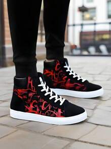 1 Pair Women's High-Top Canvas Shoes, Korean Style Student Sneakers, Casual Shoes For Teenagers, Winter