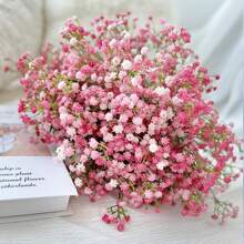 5 piezas de Flor artificial de Gypsophila rosa, que incluye ramos a granel de respiración de bebé de plástico falso de múltiples ramas, adecuado para decoración del hogar, decoración de mesa, arreglos de jarrones, decoraciones florales DIY para bodas y festivales, decoración de habitación
