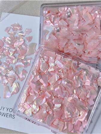 2 Boxes/1 Box Bohai Bay Shell Fragments, Square Box Shell Chips, Colorful Abalone Shell Fragments For Nail Art, Ultra-Thin White Nail Foil Diamonds Accessories, Natural Bohai Bay Abalone Shell Fragments Nail Jewelry Set