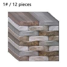 12PCS 3D Tile Brick Wall Sticker Self-Adhesive Waterproof PVC Wallpaper, 30*30cm, Multi-Pattern - Multicolor - View 10