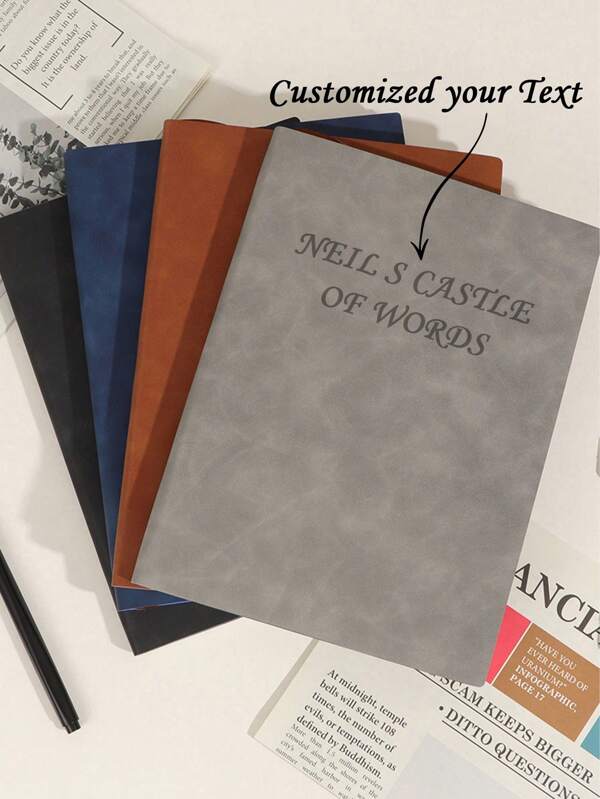 1pc Minimalist Leather-Look Notebook, Vintage Elegant Faux Leather Material, High-Quality Laser Engraved Modern Design, Suitable For Signing, Novels, Collections, Drafts, Poetry, Sketches, Watercolor, Business, School Supplies,Back To School