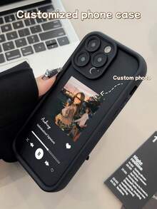 Funda de teléfono personalizada con nombre compatible con Apple iPhone, funda de teléfono con diseño de nombre personalizado, funda de teléfono personalizada con tema de reproductor de música compatible con iPhone 11/12/13/14/15 Pro Max, Galaxy A15/A25/A35/A55/S23/S24 Ultra, Redmi, OPPO - Negro - Ver 6