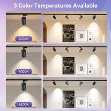 Rotatable Spotlight Ceiling LED Track Light, 3-Color Adjustable, Memory Function, LED Ceiling Track Lighting Kit, Home Decor Recessed Lighting, 220V, Black/White Track Light Set With Track Rail Accessories, Suitable For Stores, Home, Living Room, Kitchen, Bedroom, Clothing Store, Mall, Study, Closet, Display Cabinet, Exhibition Hall, Studio, Gallery, Corridor, Dining Room, Bar, Gym - Track Spotlights - View 4