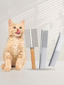 3pcs Stainless Steel Pet Grooming Brushes - For Dogs, Cats, Rabbits, Hamsters And Small Animals - Effective For Detangling, Deshedding And Grooming, Ergonomic Design, Durable For Long-Term Use, Pet Care Accessories