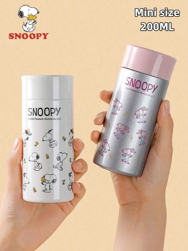 SNOOPY 1 pieza Vaso de 200ml con diseño de Snoopy, taza portátil para exteriores, botella de agua compacta y linda, diseño minimalista unisex de alta calidad de acero inoxidable