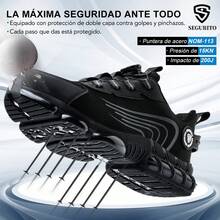 SEGURITO Zapatos para hombre,tenis industriales hombre,tenis industriales para mujer,bota industrial,tenis con casquillo,diseño con puntera de acero para resistencia a impactos y perforaciones, suelas antideslizantes y resistentes al desgaste, amortiguación para una pisada cómoda. Adecuadas para obras de construcción, operaciones logísticas y trabajos al aire libre en múltiples escenarios.(Elija el tamaño según la longitud de su pie) - Negro - Ver 3