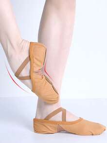 Daydance Scarpe da ballo/ballerina per donne, sneaker, scarpe da ballerina per adulti, con suola morbida ed elasticizzata - Castano - Visualizzare 3