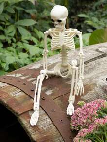 万圣节装饰户外骷髅 - 15.74 英寸可摆动塑料骷髅，带可移动关节的小型全身骷髅，逼真恐怖骷髅，适用于万圣节派对、鬼屋、墓地装饰 - 彩色 - 查看 6