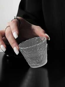 1 件优质玻璃茶杯带茶碟，日式蘑菇形饮茶杯，个人功夫茶杯，透明磨砂云朵图案杯碟 - 彩色 - 查看 5