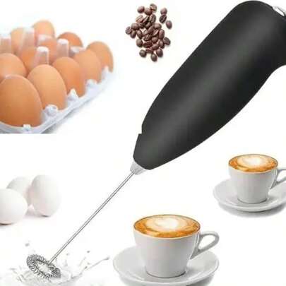 Espumador de leite elétrico, Espumador de leite manual feito de aço inoxidável, funciona com duas pilhas AA, Espumador de leite, Mini liquidificador portátil, Espumador de leite ideal para café, Mini batedeira sem fio
