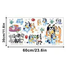 Bluey 1Pc Blueys Family And Friends Wall Decal 60*30CM Removable Wall Sticker Mural Home Room Decoration Bluey Bingo Dog Cute Coco Rusty Muffin Durable Party Decorative Accessories Ideal For Bedroom Living Room (Some Parts May Be Random)