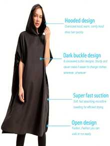 1pc Ultra Soft, Absorbent & Quick Dry Hooded Changing Robe - Suitable For Swimming & Gym, Lightweight & Breathable, 88.0% Polyester, 12.0% Nylon, Modern Style, Hand Wash Only, Beach Towel|Bathrobe - Multicolor - View 10