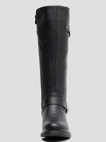 GLOBALWIN Women's Quilted Knee High Boots For Women Low Heel Comfortable Fashion Riding Boots Fall Boots Holiday Season Winter Boots - 黑色 - 查看 4